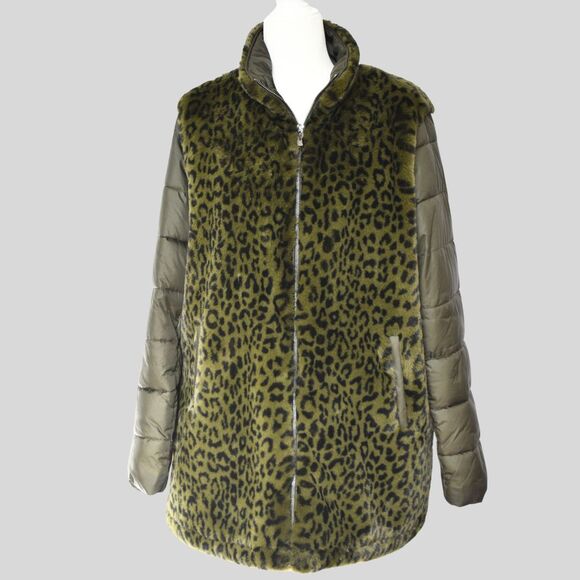 VIA SPIGA Women's Green Winter Faux Fur Coat Size M - Picture 1 of 10